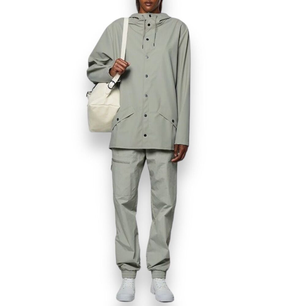 RAINS Jacket Men’s L Cement, Hood Waterproof Windproof 12010 - Picture 4 of 6